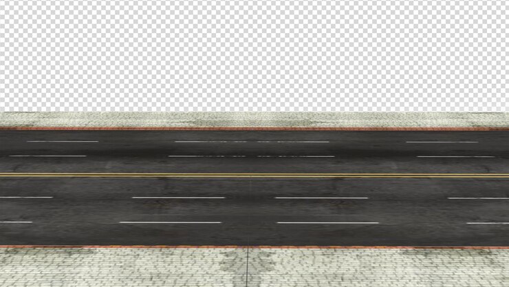 PSD tampilan jalan pada latar belakang transparan
