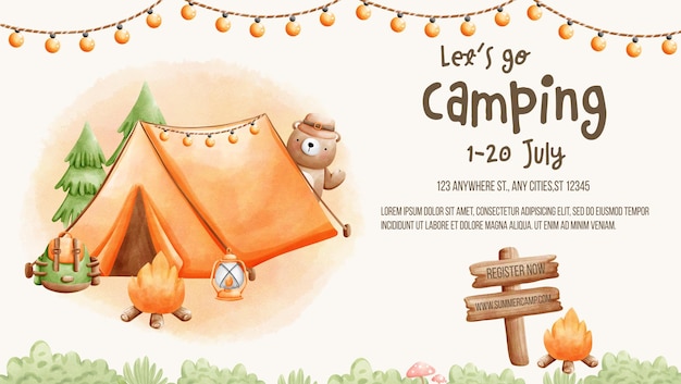tamplate de acampamento de verão