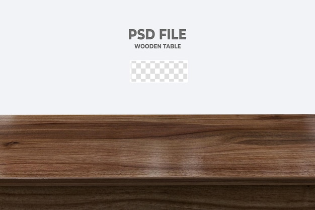 PSD tampo de mesa de madeira 3d isolado em transparente