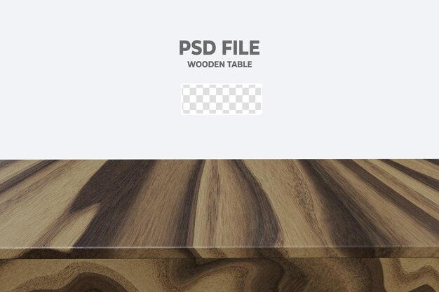 PSD tampo de mesa de madeira 3d isolado em transparente