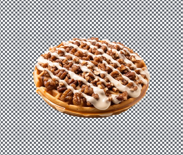 Tan delicioso azúcar canela Streusel Waffle aislado en un fondo transparente