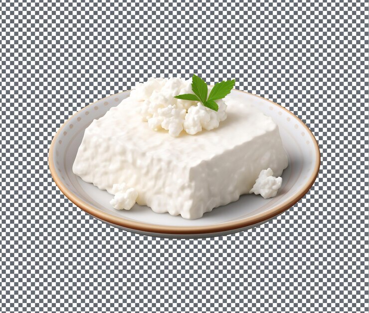 PSD tan delicioso queso cottage aislado sobre un fondo transparente