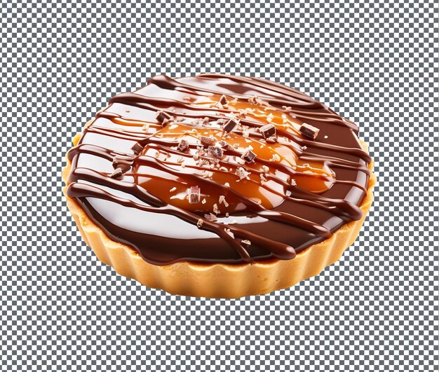 Tan dulce la tarta de caramelo salado de chocolate aislada sobre un fondo transparente