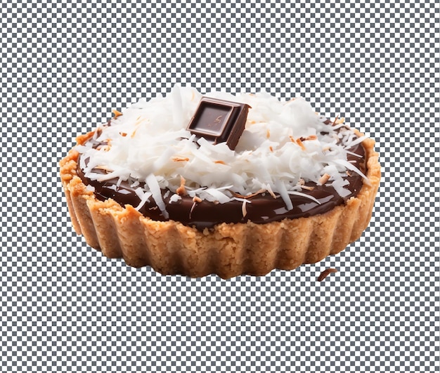 Tan dulce la tarta de coco de chocolate aislada sobre un fondo transparente