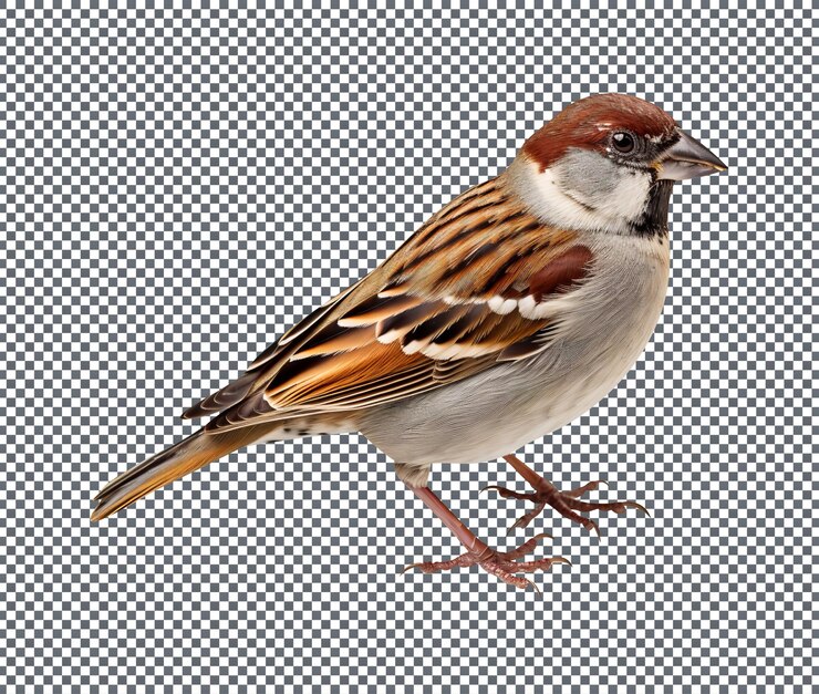 PSD tan hermosa casa sparrow aislada en un fondo transparente