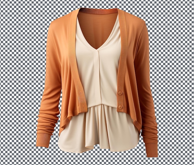 Tan hermoso dobladillo cardigan aislado sobre fondo transparente