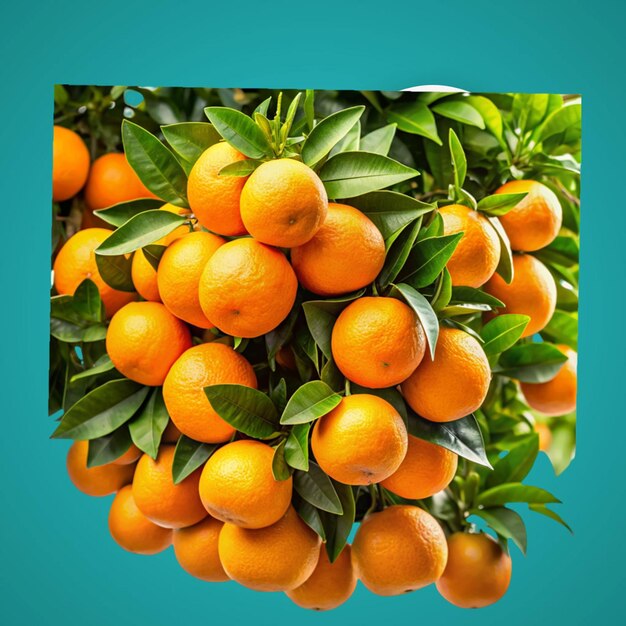 PSD tangerines oranges clementines agrumes avec des feuilles vertes sur surface de béton