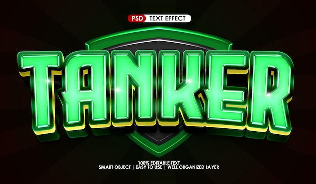 Tanker Esport-Spieltitel Premium-Textstil-Effekt