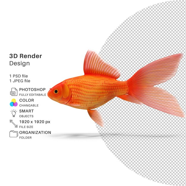 Tanque de acuario Gold Fish Modelo renderizado en 3D