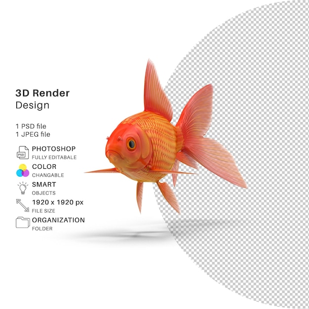 Tanque de acuario gold fish modelo renderizado en 3d