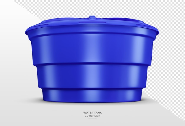 PSD tanque de agua de plástico azul en renderizado 3d con fondo transparente