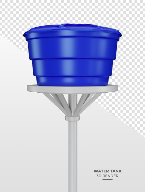 PSD tanque de agua de plástico azul en renderizado 3d con fondo transparente