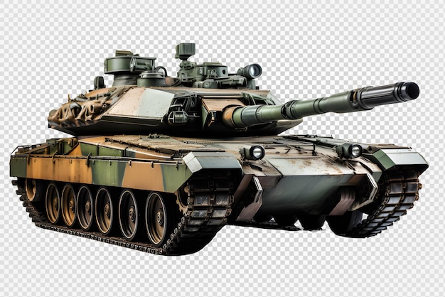 PSD tanque de batalha vista lateral isolado em fundo transparente tanque militar png generativo ai