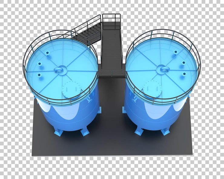 PSD tanque de gas aislado en la ilustración de renderizado 3d de fondo transparente