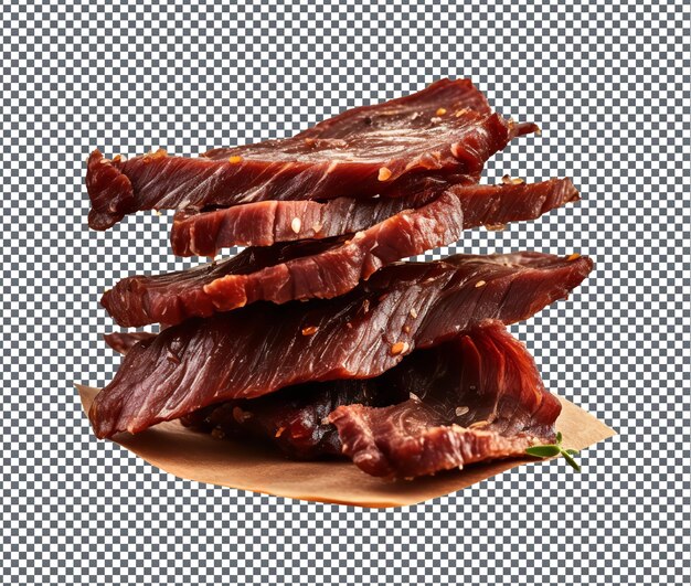 PSD tão delicioso beef jerky isolado em fundo transparente