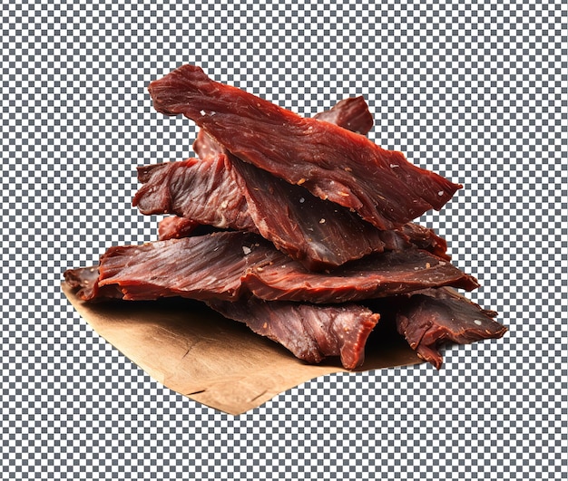 PSD tão delicioso bison jerky isolado em fundo transparente