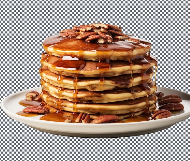 PSD tão doce bacon pecan pancake isolado em fundo transparente