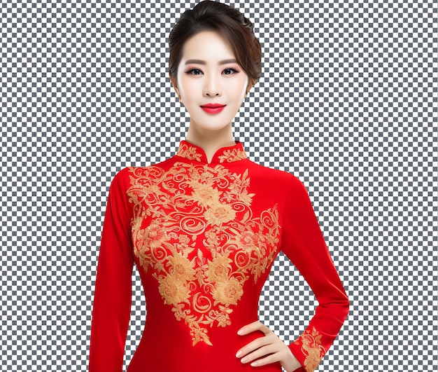 Tão lindo red ao dai isolado em fundo transparente