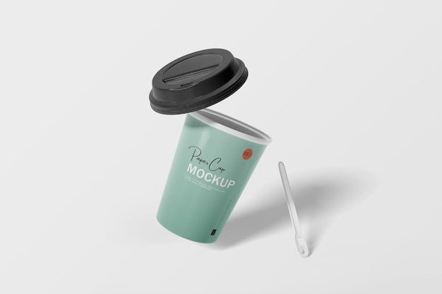 Tapa abierta de maqueta de taza de café