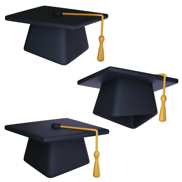 tapas de graduação de argamassa a partir de vários ângulos gráfico 3D