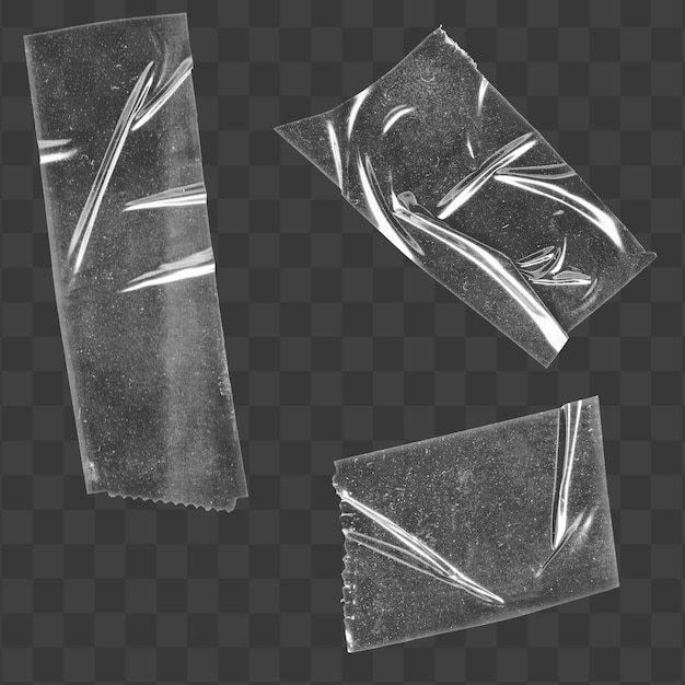 Tape adesivo transparente realista enrugado e rasgado isolado em um fundo transparente