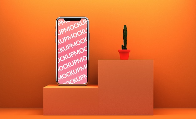 Étapes de smartphone et maquette de cactus