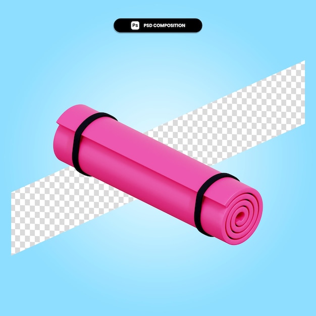 Tapete de ioga com ilustração de renderização em 3d isolada
