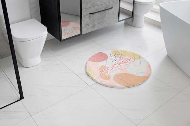 PSD tapis de bain coloré avec motif de formes abstraites