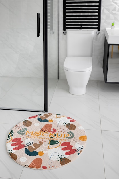 PSD tapis de bain coloré avec motif de formes abstraites