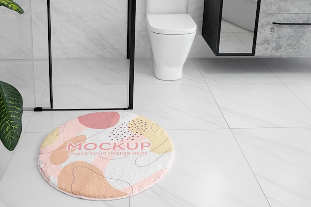 PSD tapis de bain coloré avec motif de formes abstraites