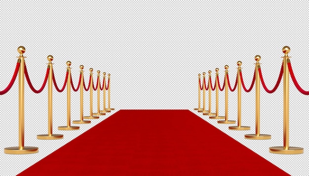 tapis rouge avec des cordes et des barrières