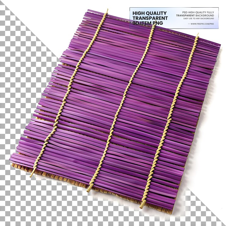 PSD tapis de sushi en bambou pour rouler sur un fond transparent