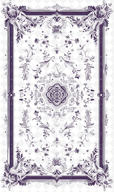 PSD un tapis violet et blanc avec un dessin floral dessus