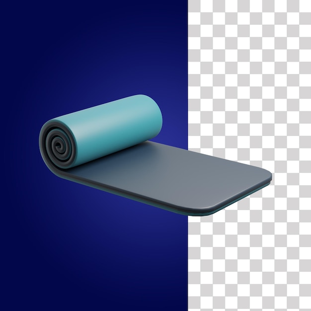 PSD un tapis de yoga bleu sur fond bleu