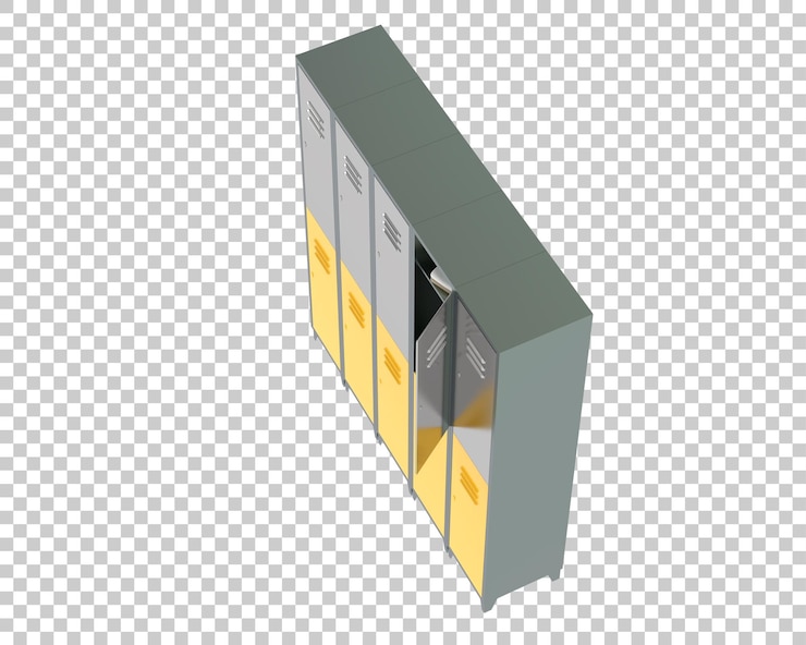 PSD taquillas de gimnasio en la ilustración de renderizado 3d de fondo transparente