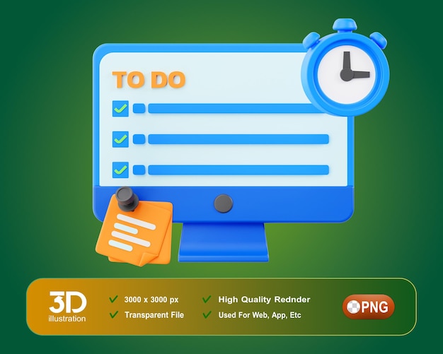 Tarea del proyecto Ilustración 3D Gestión del tiempo 3D