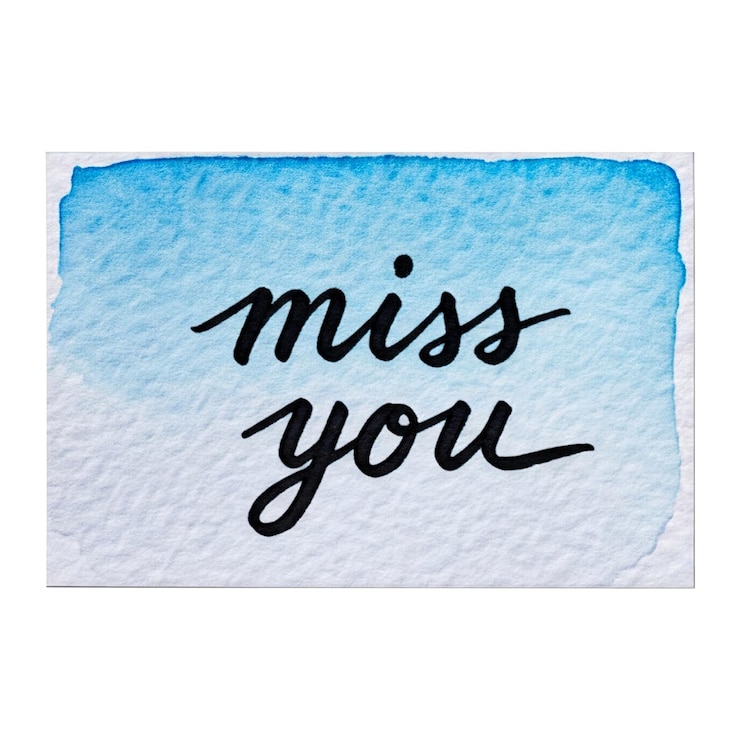 PSD la tarjeta de acuarela de miss you