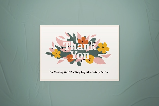 Tarjeta de agradecimiento de ilustración floral retro