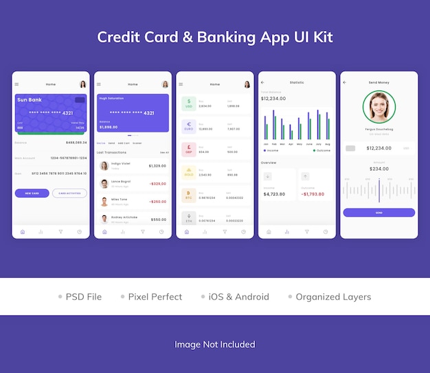 Tarjeta de crédito amp banking app ui kit