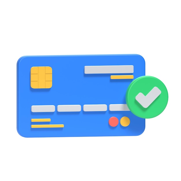 PSD tarjeta de crédito aprobada 3d icono vectorial ilustración activo