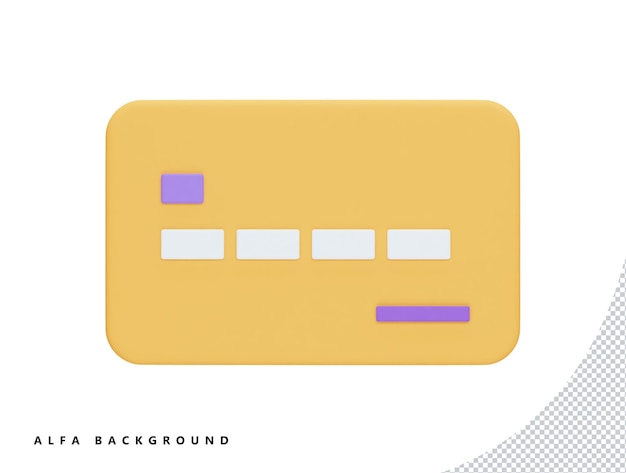 Tarjeta de crédito con estilo minimalista de dibujos animados de icono de vector 3d