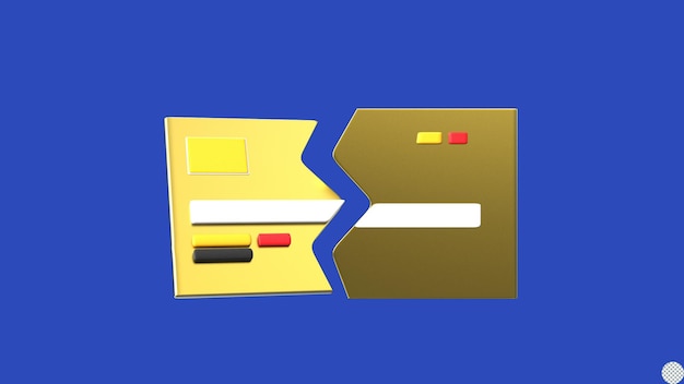 Tarjeta de crédito rota 3D render declive emisión tarjeta bancaria no disponible problema ilustración aislada