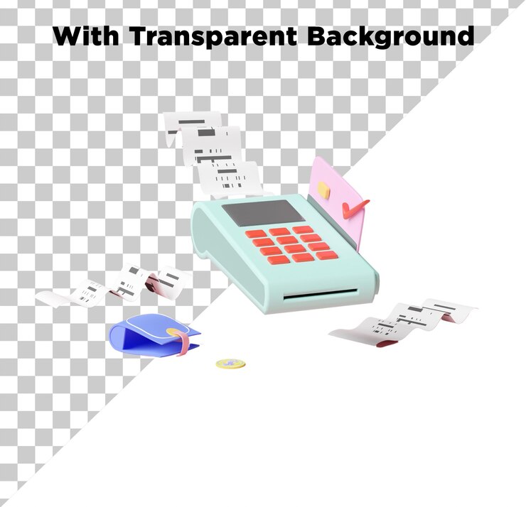 PSD tarjeta de crédito terminal de pago de dinero pos máquina png psd aislado en fondo transparente
