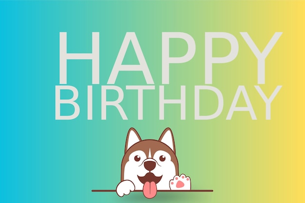 Tarjeta de cumpleaños de cachorro de dibujos animados de tipografía moderna