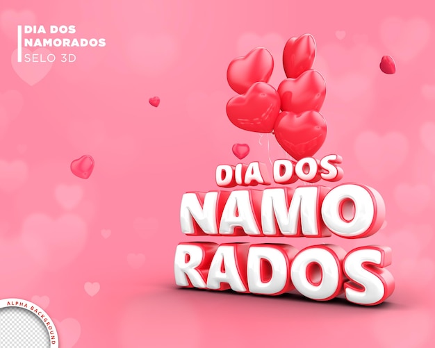 tarjeta del día de san valentín en brasil 3d render template design