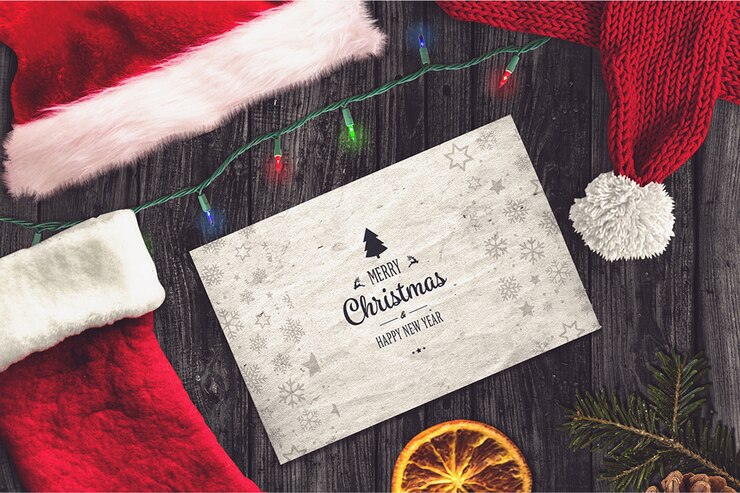 PSD tarjeta elegante de navidad