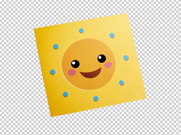 PSD tarjeta de felicitación amarilla con cara sonriente