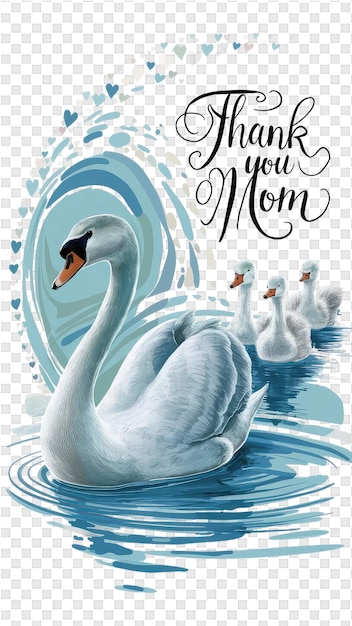 PSD una tarjeta de felicitación con un cisne y dos cisnes