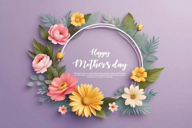 Tarjeta de felicitación para el día de la madre con fondo floral y flores decorativas