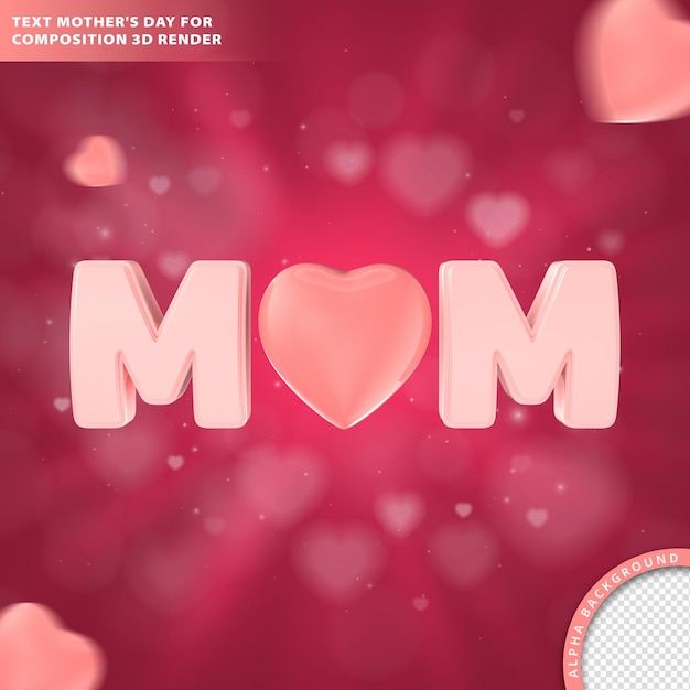 Tarjeta de felicitación del día de las madres. composición 3d render